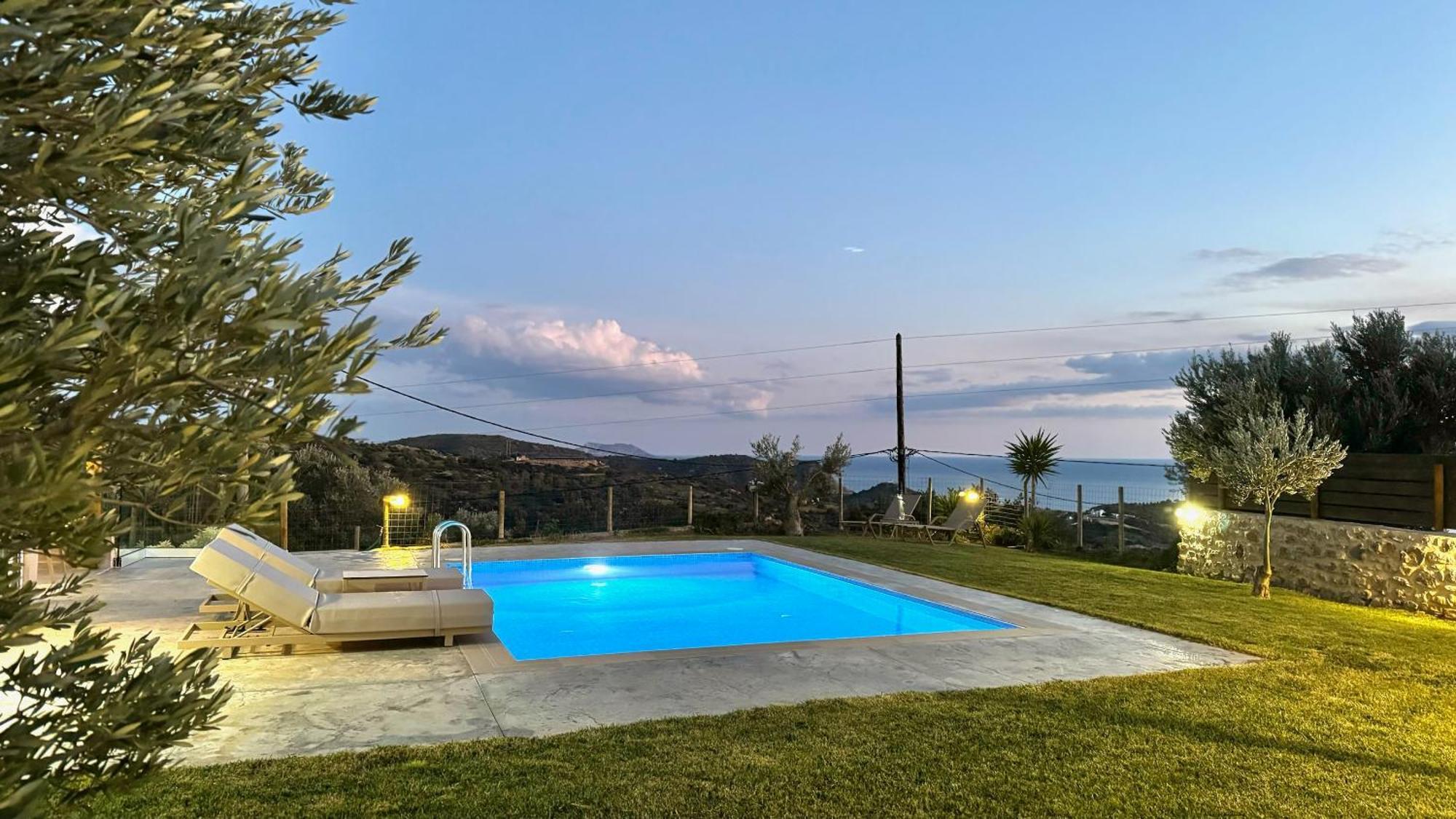 Villa Michael Triopetra Private Villa, Private Swimming Pool, Garden, Panoramic Sunset Kültér fotó